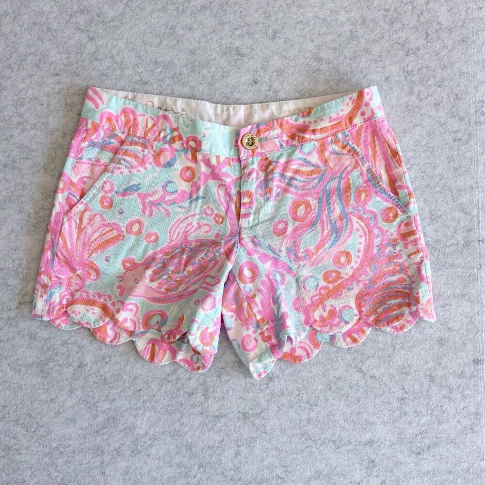 Lilly Pulitzer 100% Cotton Printed Scallop Shorts | Size 00 Extra Extra Small!
